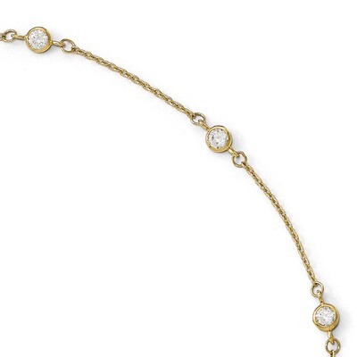 Leslie&#39;s CZ Polished with 1 inch Extender Anklet 9 Inch 14k Gold HB-LF650-9, MPN: LF650-9, 19110147…