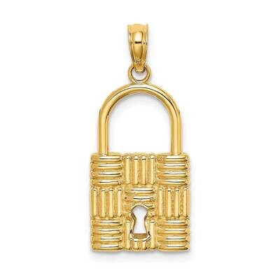 Padlock with Key Hole Charm 14k Gold 3-D K7356, MPN: K7356, 637218140572