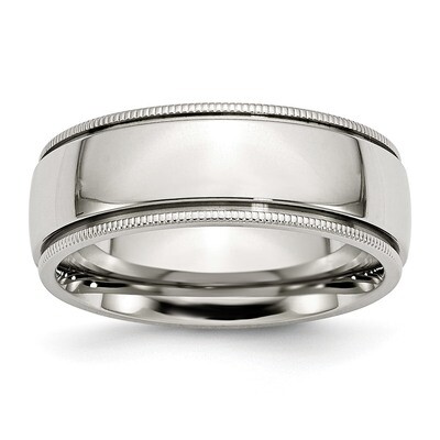 Grooved and Beaded 8mm Polished Band Stainless Steel SR254 Engravable, MPN: SR254, 886774424088