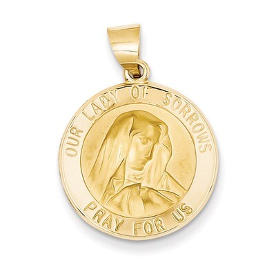 Our Lady of Sorrows Medal Pendant 14k Gold Polished and Satin XR1258, MPN: XR1258, 883957475196