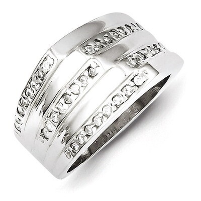 Sterling Silver Rhodium Plated Diamond Ring QR4290-8