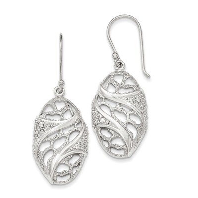 Polished And Textured Shepherd hook CZ Earrings Sterling Silver QE12326