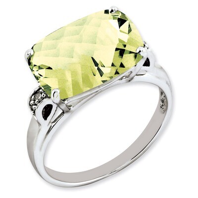 Lemon Quartz &amp; Diamond Ring Sterling Silver QR2936LQ, MPN: QR2936LQ, 883957360324