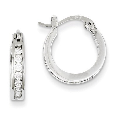 Hoop Earrings Sterling Silver Diamond QE9257, MPN: QE9257, 191101208973