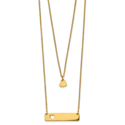 Yellow Ip-plated Heart Bar Multi-strand 1.5 Inch Extension Necklace Stainless Steel SRN2704-15.5 by…