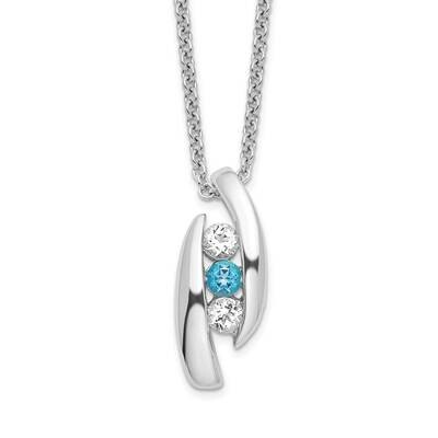 Survivor Clear &amp; Blue Swarovski Topaz Pillar Of Strength Necklace Sterling Silver SV221SSB-16, MPN:…