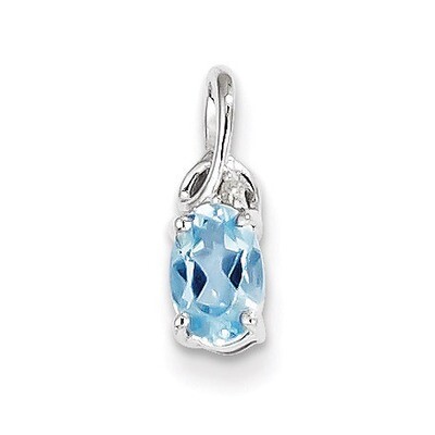 Sky Blue Topaz Oval Pendant Sterling Silver Rhodium-plated Diamond QP2986BT, MPN: QP2986BT, 8839573…