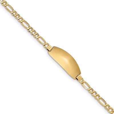 8 Inch Oval ID Figaro Bracelet 14k Gold LID92-8, MPN: LID92-8, 883957315607