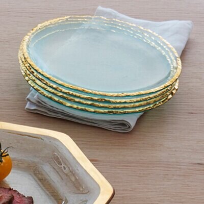 Annieglass Edgey Salad Plate 8 1/2 Inch - Gold, MPN: E102G, UPC: