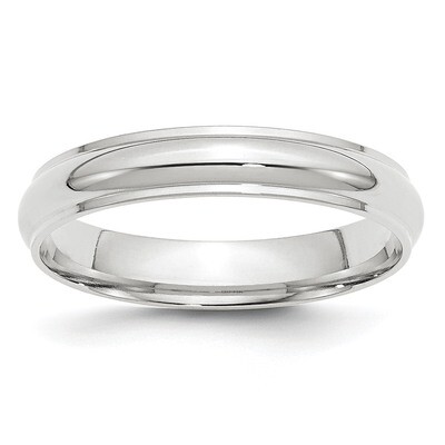 4mm Half Round with Edge Band 10k White Gold WHRE040 Engravable, MPN: WHRE040, 886774467986