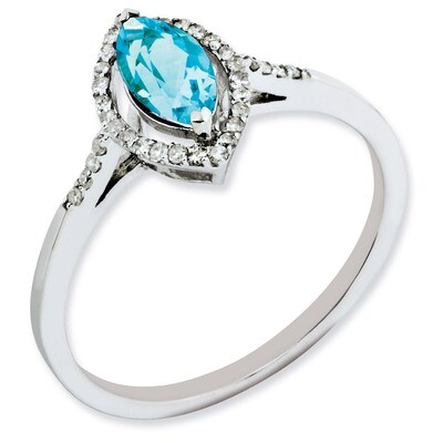 Blue Topaz &amp; Diamond Ring Sterling Silver QR3088BT, MPN: QR3088BT, 883957651781