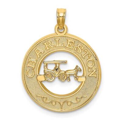Charleston Round Frame with Horse Cart Charm 14k Gold K7961, MPN: K7961, 637218130009
