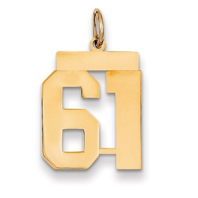 Number 61 Charm 14k Gold Medium Polished LM61, MPN: LM61, 883957219431