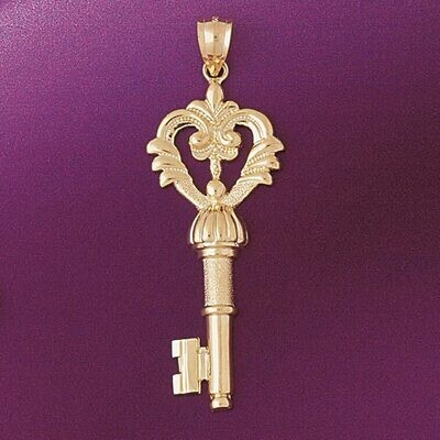 Dazzlers Jewelry Key Pendant Necklace Charm Bracelet in Yellow, White or Rose Gold 7087, MPN: DZ-70…