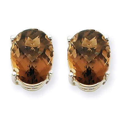 10x8 Oval Smokey Quartz Earrings 14k White Gold XE90WSQ, MPN: XE90WSQ, 883957109114