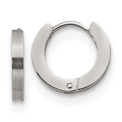 2.0mm Hinged Hoop Earrings Stainless Steel Brushed and Polished SRE1222 by Chisel, MPN: SRE1222, 19…