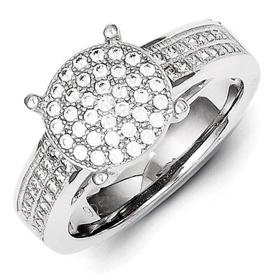 Micro Pave Center Circle Ring Sterling Silver QR4229, MPN: QR4229, 883957482033