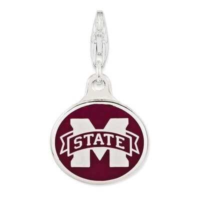 Enamel Mississippi State University with Lobster Clasp Charm Sterling Silver QCC1138