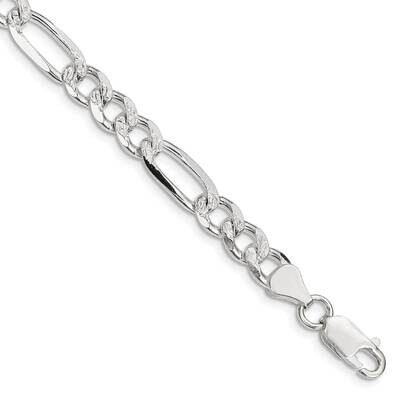 7.25mm Pave Flat Figaro Chain 9 Inch Sterling Silver QFF200-9, MPN: QFF200-9,