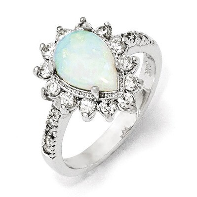 Cheryl M Opal Pear Shaped Ring Sterling Silver Cubic Zirconia QCM788, MPN: QCM788, 886774015835