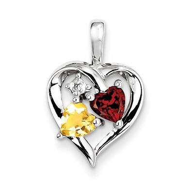 Garnet, Citrine &amp; Diamond Pendant Sterling Silver QP3139GA, MPN: QP3139GA, 883957402161
