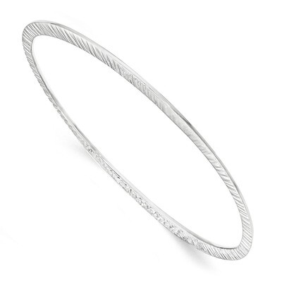 Polished &amp; Pattern Flat Bangle Sterling Silver QB898