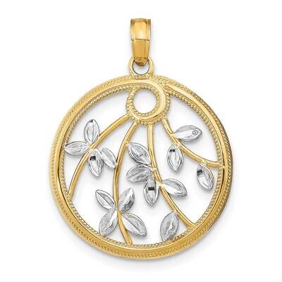 Round Frame Charm 14k Gold Rhodium K9491, MPN: K9491, 637218161799