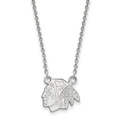 Chicago Blackhawks Small Pendant with Chain Necklace 14k White Gold 4W015BLA-18, MPN: 4W015BLA-18, …