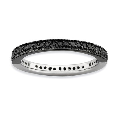 Half Black White Diamond Ring - Sterling Silver Polished QSK662, MPN: QSK662, 886774157801