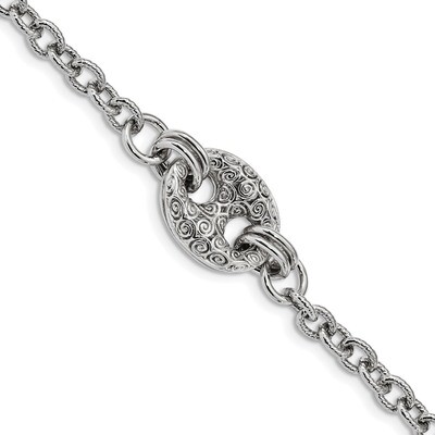 Fancy Swirls Bracelet 7.5 Inch Sterling Silver Rhodium-plated QG4514-7.5, MPN: QG4514-7.5, 88677403…