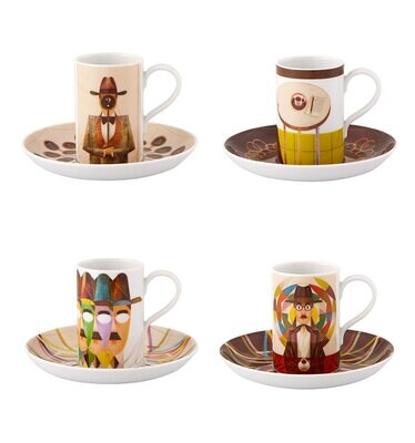 Vista Alegre Pessoa Set Of 4 Expresso Cups and Saucer 21133321, MPN: 21133321, 5605414011779