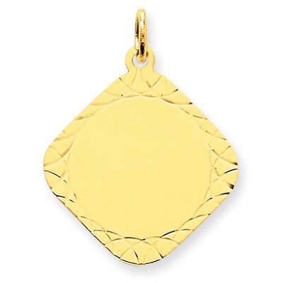 Patterned .018 Gauge Diamond-Shaped Engravable Disc Charm 14k Gold XM258/18, MPN: XM258/18, 8839574…