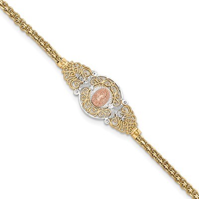 7 Inch Rhodium Our Lady of Guadalupe Bracelet 14k Two-Tone Gold FB1455-7, MPN: FB1455-7, 1911014582…