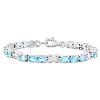 Blue Topaz Bracelet Sterling Silver QX863BT, MPN: QX863BT, 883957441788