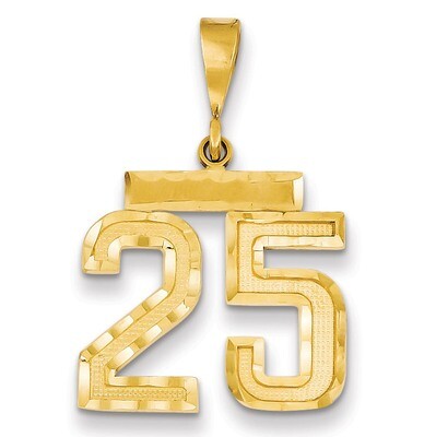 Number 25 Charm 14k Gold Medium Diamond-cut  MN25, MPN: MN25, 883957139067