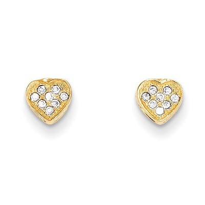 Synthetic Diamond Heart Post Earrings - 14k Gold SE2324 by Madi K, MPN: SE2324, 886774984148