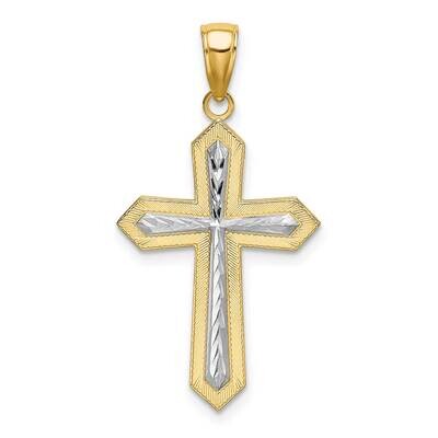 2-D Cross Charm 14k Gold Rhodium K9299, MPN: K9299, 637218095254