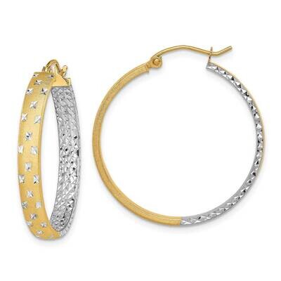 Polished &amp; Diamond-cut In/Out Hoop Earrings 14k Gold Rhodium TF1577, MPN: TF1577, 886774041032