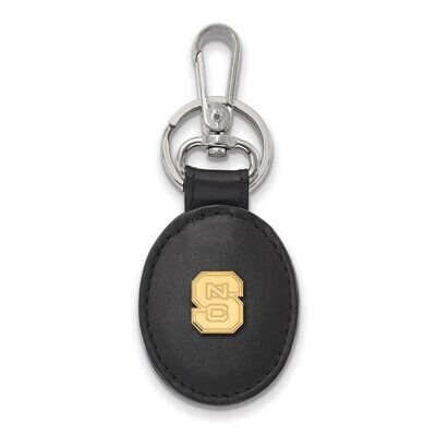 North Carolina State University Black Leather Oval Key Chain Gold-plated Silver GP013NCS-K1, MPN: G…