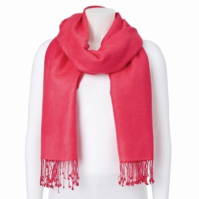 Hot Pink Silk Wool Blend Pashmina Scarf GM8368, MPN: GM8368, 191101416767