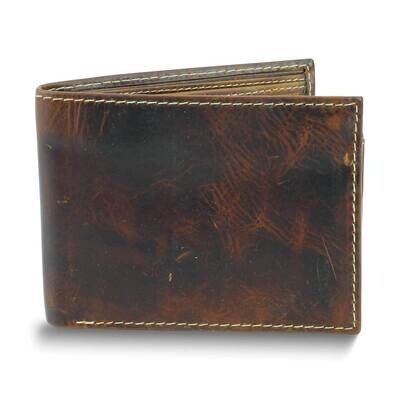 Brown Leather RFID Pass Case Top Flap Bifold Wallet GM25083, MPN: GM25083,