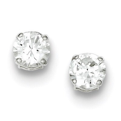 Round Diamond 6mm Post Earrings Sterling Silver QE9100, MPN: QE9100, 883957585352