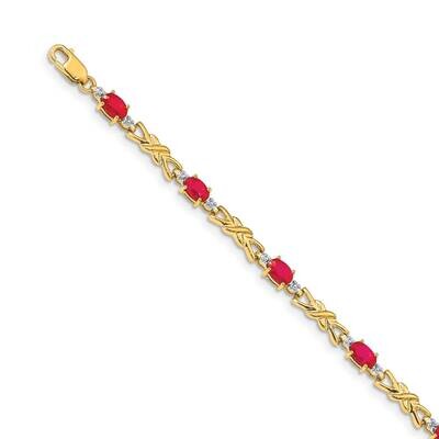 Composite Ruby Oval Bracelet 14k Gold Diamond BM4478-RU-001-YA, MPN: BM4478-RU-001-YA, 883957524191