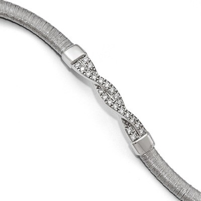 Polished CZ with 1.5 Inch ext. Bracelet Sterling Silver QLF583-7.25