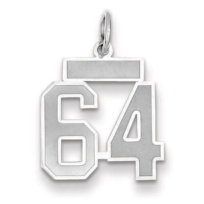 Number 64 Charm Small Satin 14k white Gold WSS64, MPN: WSS64, 883957072234