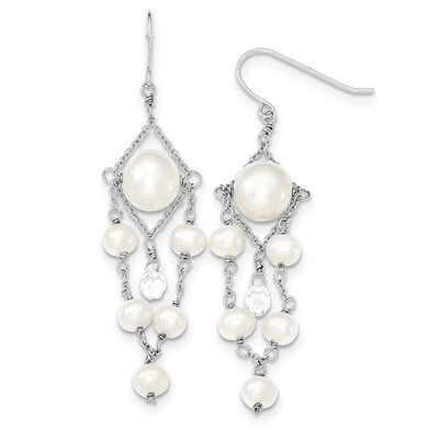 5-10mm Freshwater Cultured Pearls Swarovski Elements Dangle Earrings Sterling Silver QE12754, MPN: …