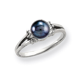 6mm Black Fresh Water Cultured Pearl Diamond Ring 14k white Gold Y4345BP/A, MPN: Y4345BP/A, 8839570…