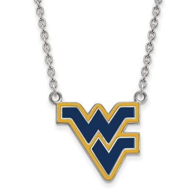 West Virginia University Large Enamel Pendant with Chain Necklace Sterling Silver SS071WVU-18, MPN:…