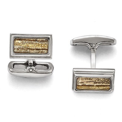 Polished Creme Black Enameled Cufflinks - Stainless Steel SRC271 by Chisel, MPN: SRC271,