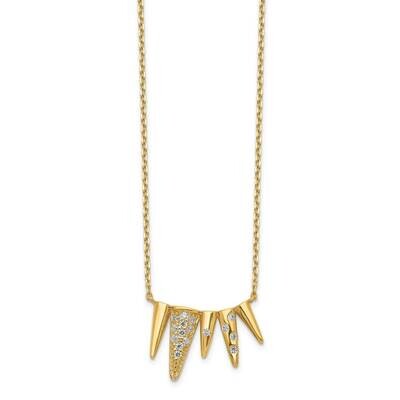 Decorated Triangles with 2 inch Extender Necklace 14k Gold CZ Diamond SF2789-18, MPN: SF2789-18, 88…